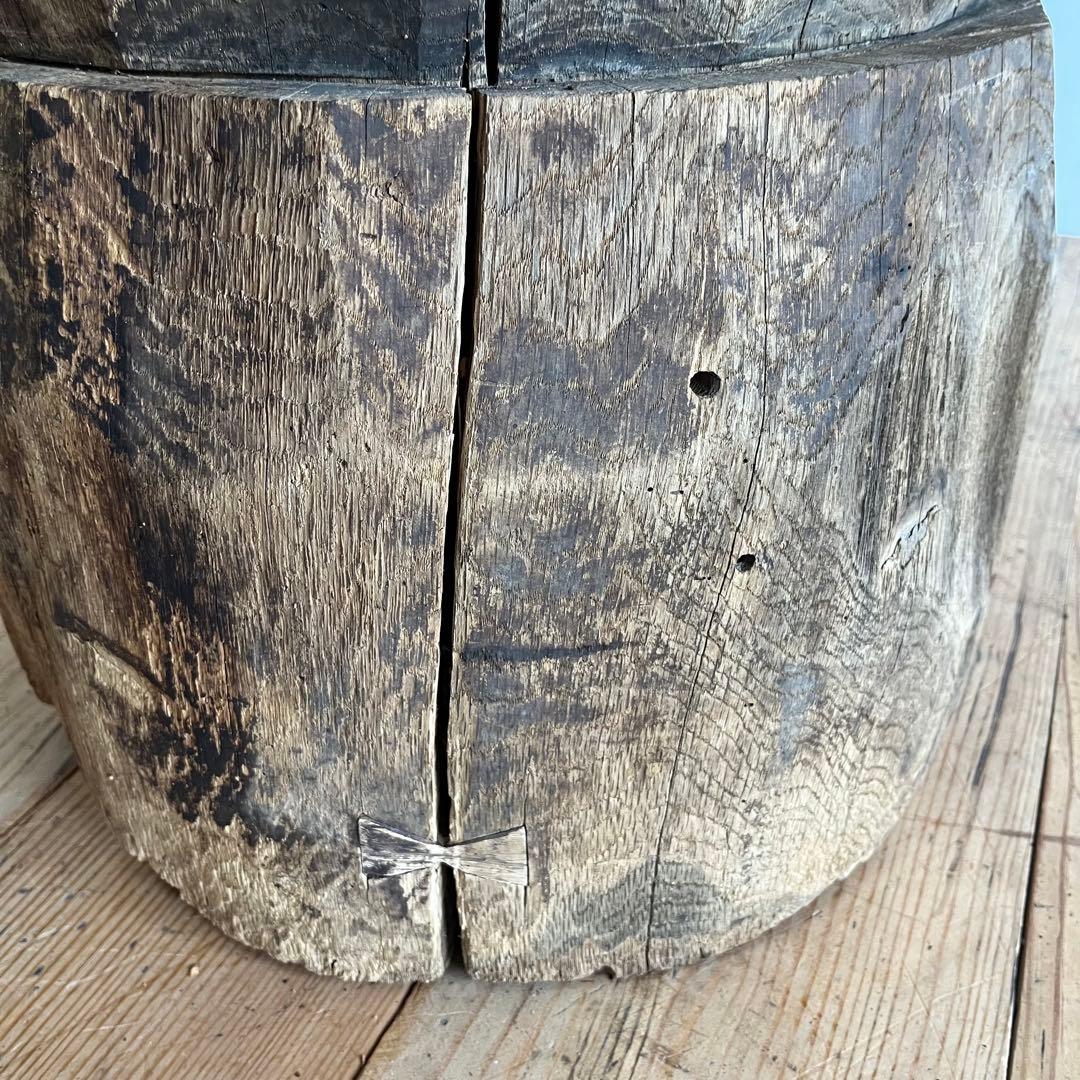 アンティーク ローテーブル 椅子 欅 臼 プリミティブ 無塗装 送料込