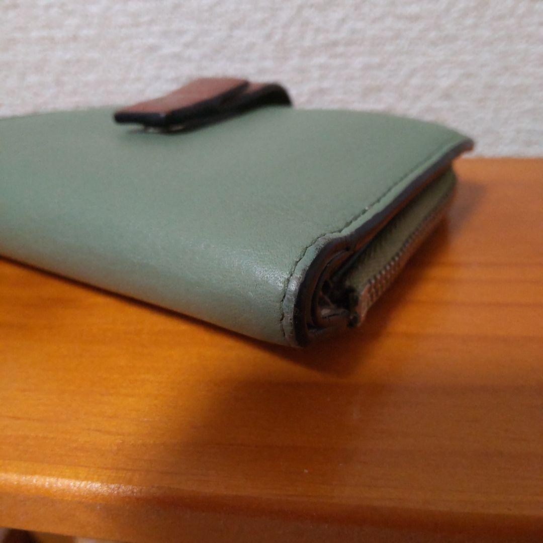 ロエベ　折り財布　スリムジップバイフォールドウォレット　アナグラム　グリーン