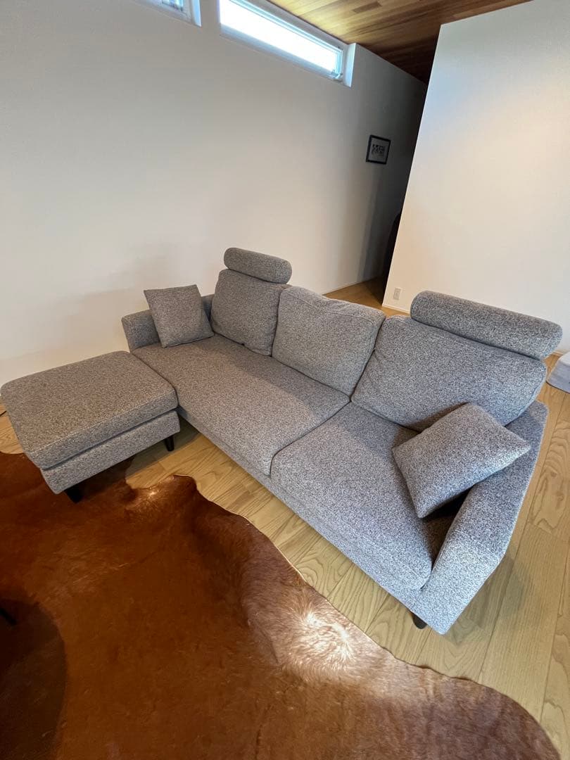 3人掛けカウチソファ ヘッドレスト付 レイアウト自由【引取り限定】