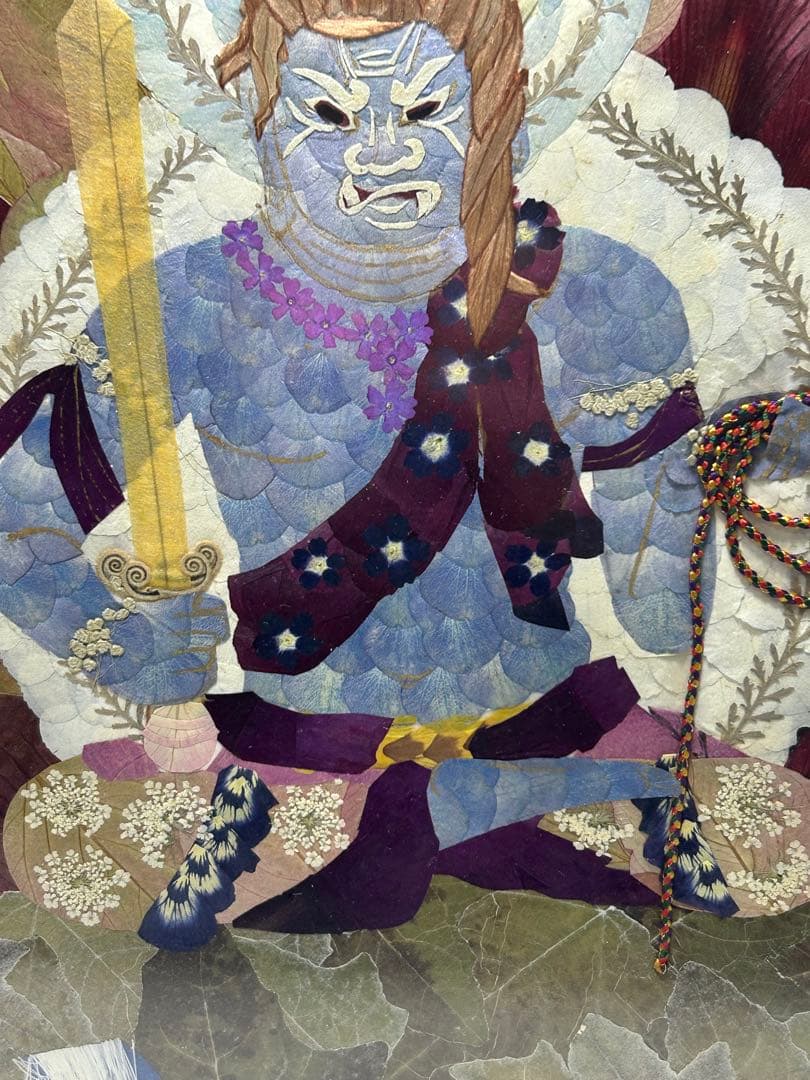 不動明王 額装 和紙ちぎり絵風 仏画 インテリア 壁掛け