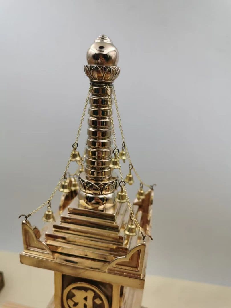 【修縁堂】バジュラ希少 チベット密教 密教法具 宝篋印塔29cm