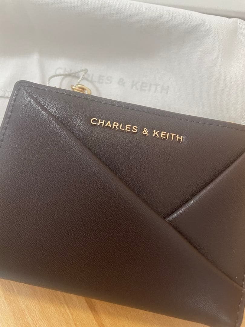 新品　Midori ミドリ ジオメトリックトップジップウォレット ブラウン