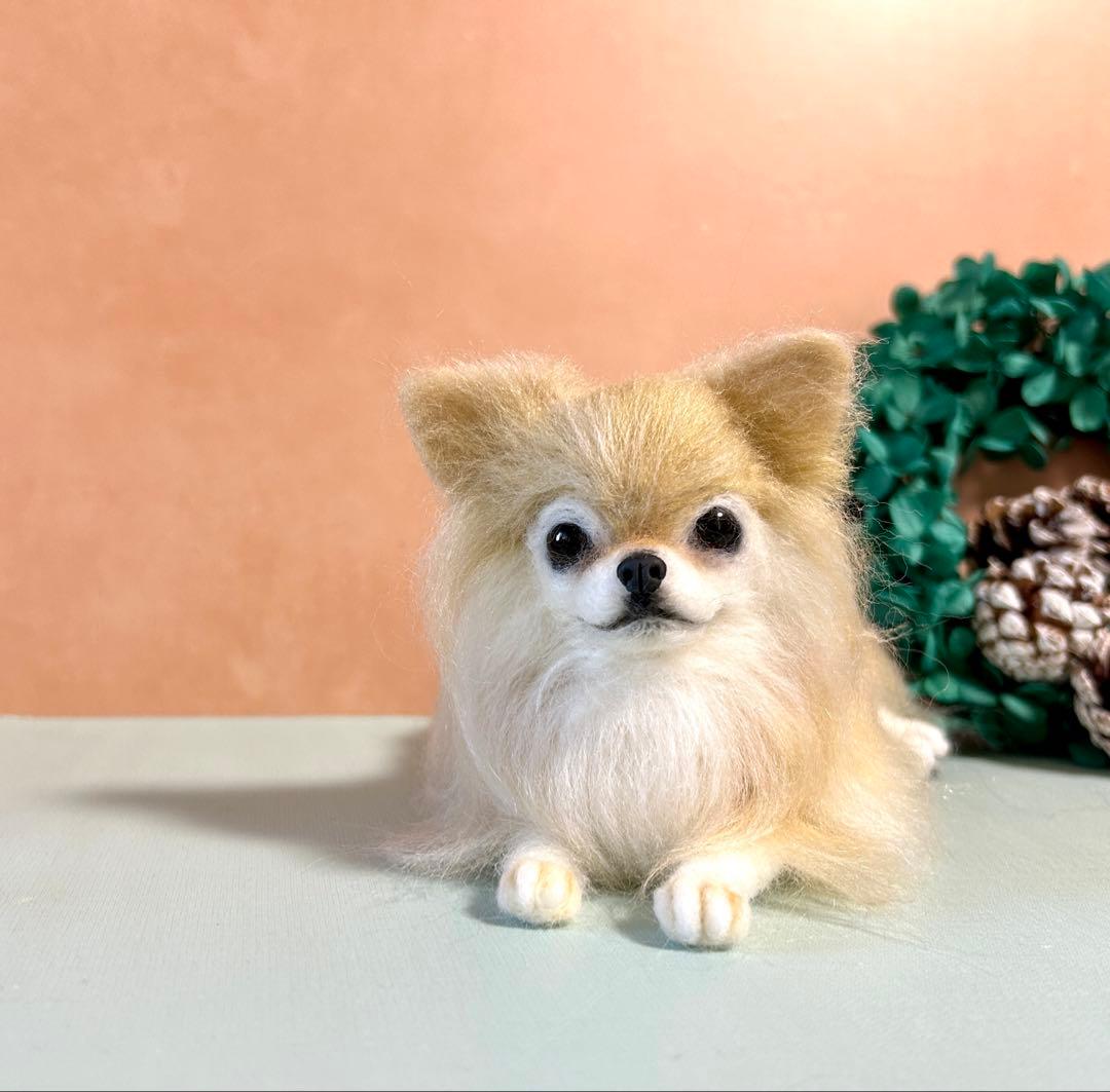 羊毛フェルト　おすましチワワちゃん　クリーム