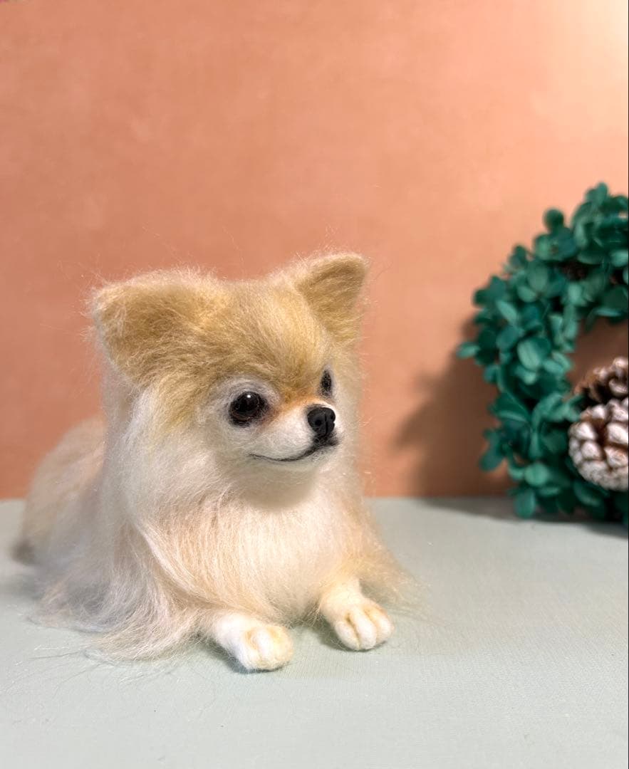 羊毛フェルト　おすましチワワちゃん　クリーム