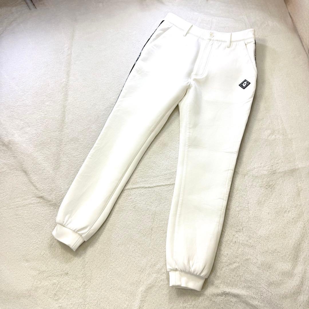 V12 ダンボールニット ストレッチ サイドロゴ スウェットリブ ゴルフパンツM