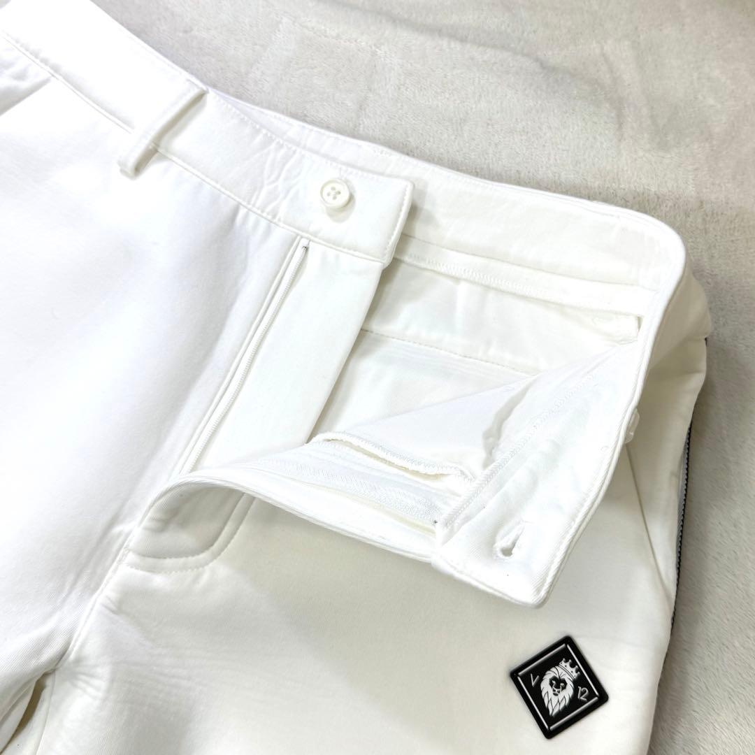 V12 ダンボールニット ストレッチ サイドロゴ スウェットリブ ゴルフパンツM