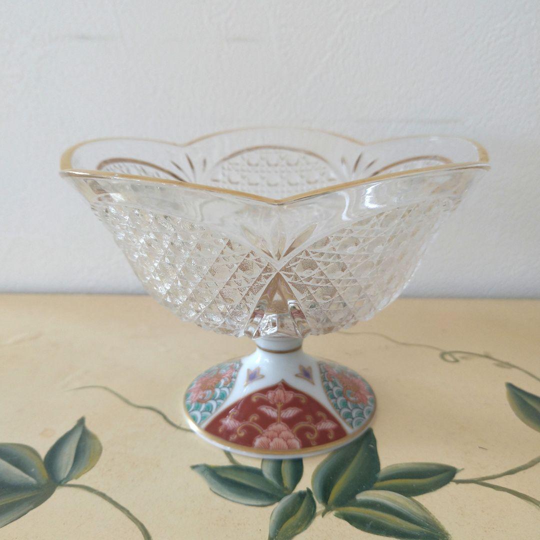 レトロ アンティーク 花びら型ガラスデザートボウル 2個セット 氷コップ
