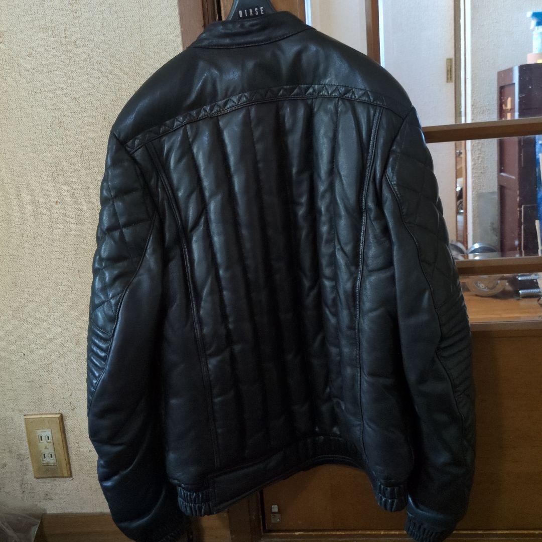 ユニオンジャップシングルライダースダウンジャケットサイズLブラック。