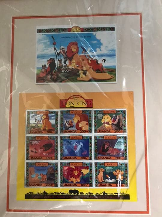 ディズニー「ライオン・キング」額縁入り　外国切手