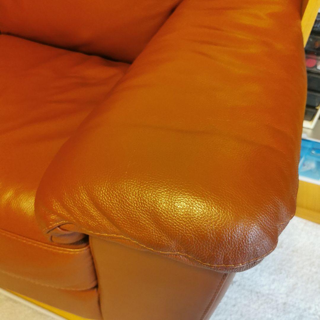 【MDS様用】ブラウン本革3人掛けソファ