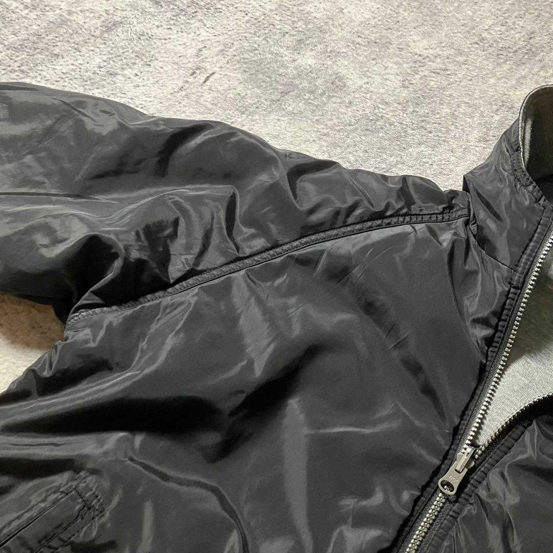 00sadidasリバーシブル刺繍ナイロンスウェットパーカーパフォーマンスロゴ黒