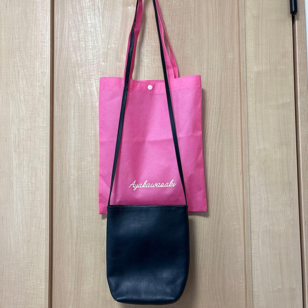 Ayakawasaki 黒 レザー ショルダーバッグ