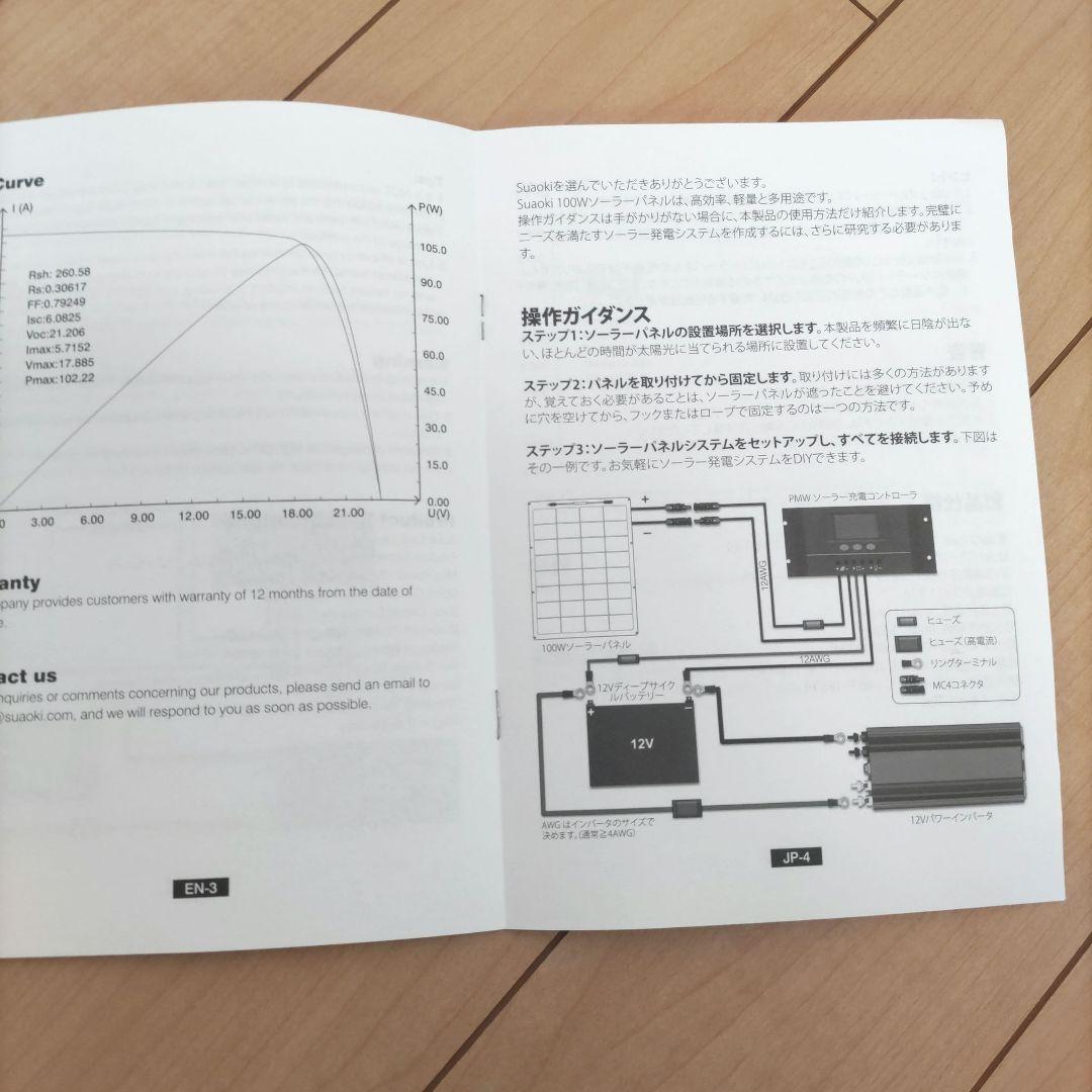 SUAOKI 100W ソーラーパネル　未使用に近い
