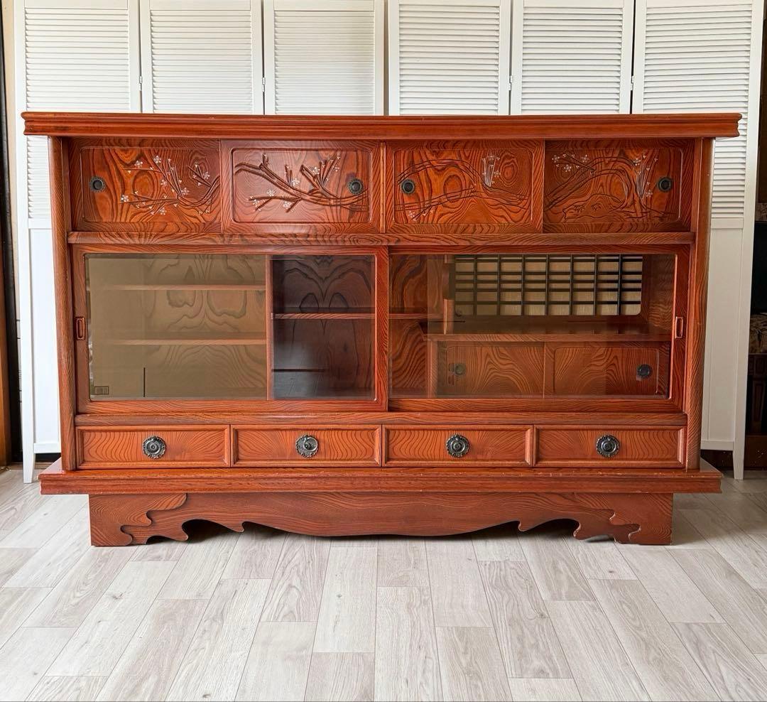 最終値下げ! 欅材 レトロ茶箪笥 水箪笥 古家具 昭和 アンティーク 収納棚