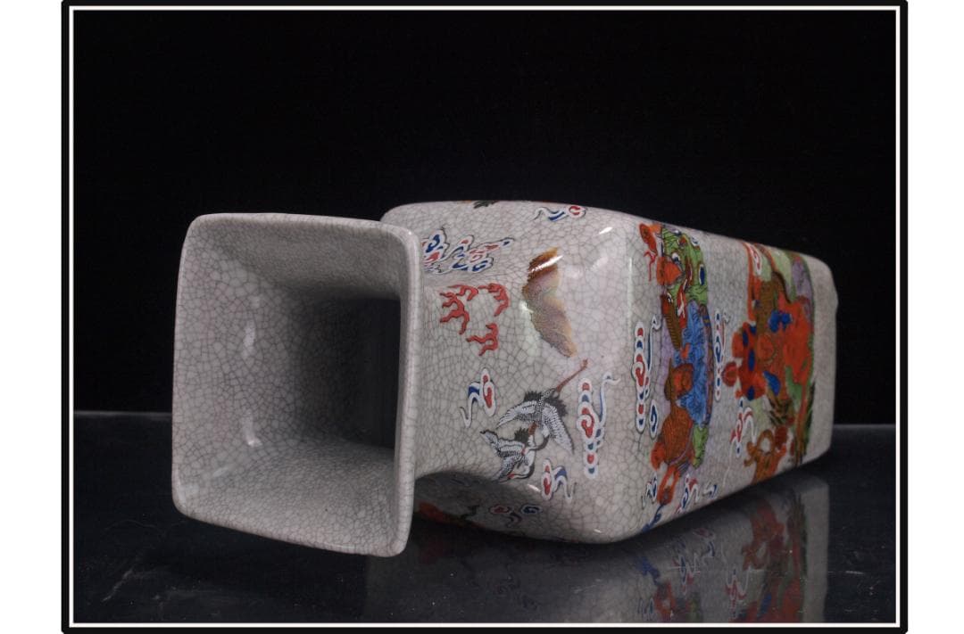 中国 清時代　在銘手描き花瓶 美術品　激安骨董品 DE997B14-1