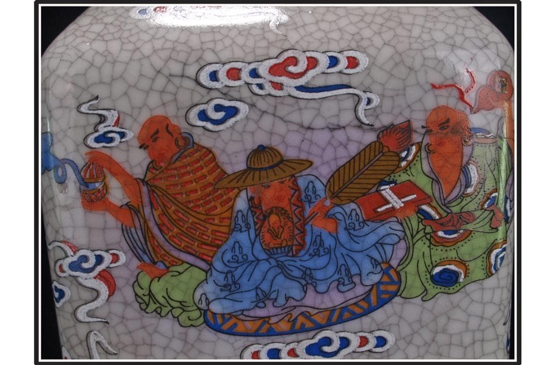 中国 清時代　在銘手描き花瓶 美術品　激安骨董品 DE997B14-1