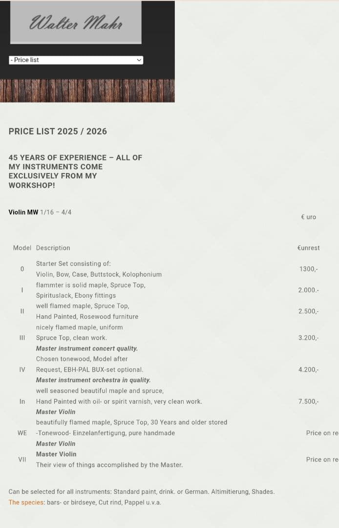 ドイツ製バイオリン 4/4 WALTER MAHR