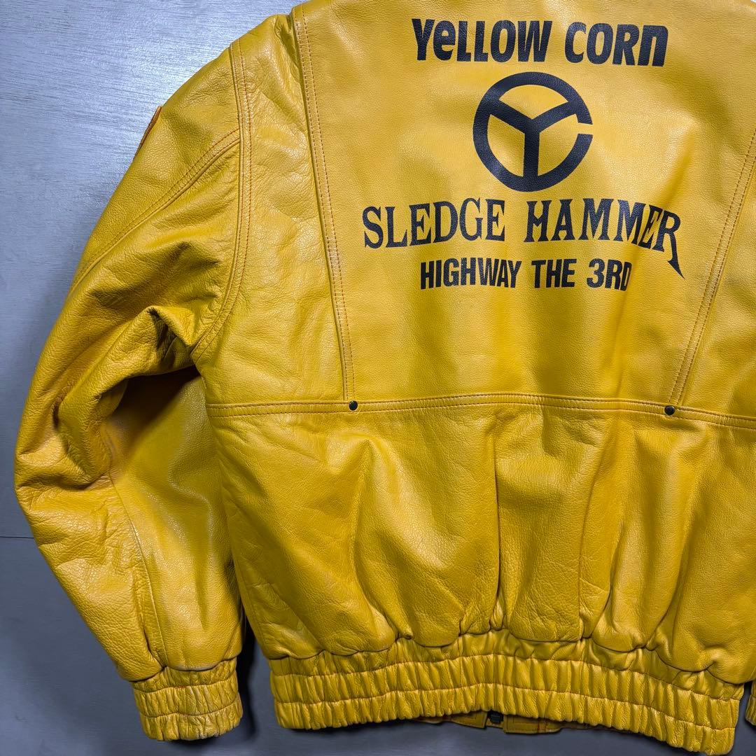YELLOW CORN ライダースジャケット　牛革　本革　オールレザー　黄色　L