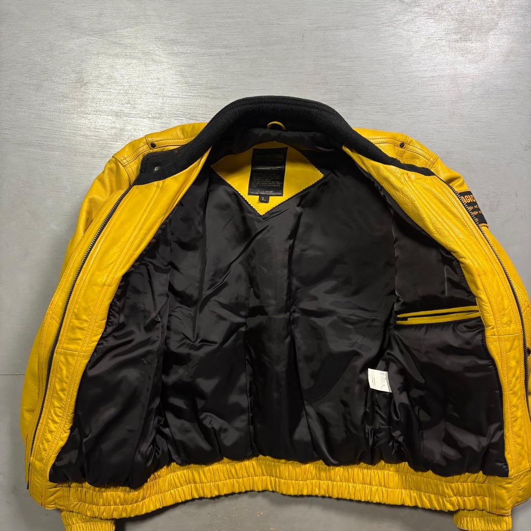 YELLOW CORN ライダースジャケット　牛革　本革　オールレザー　黄色　L