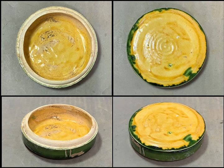 中国 三彩平丸花図香合（印合　合子）　f2220725