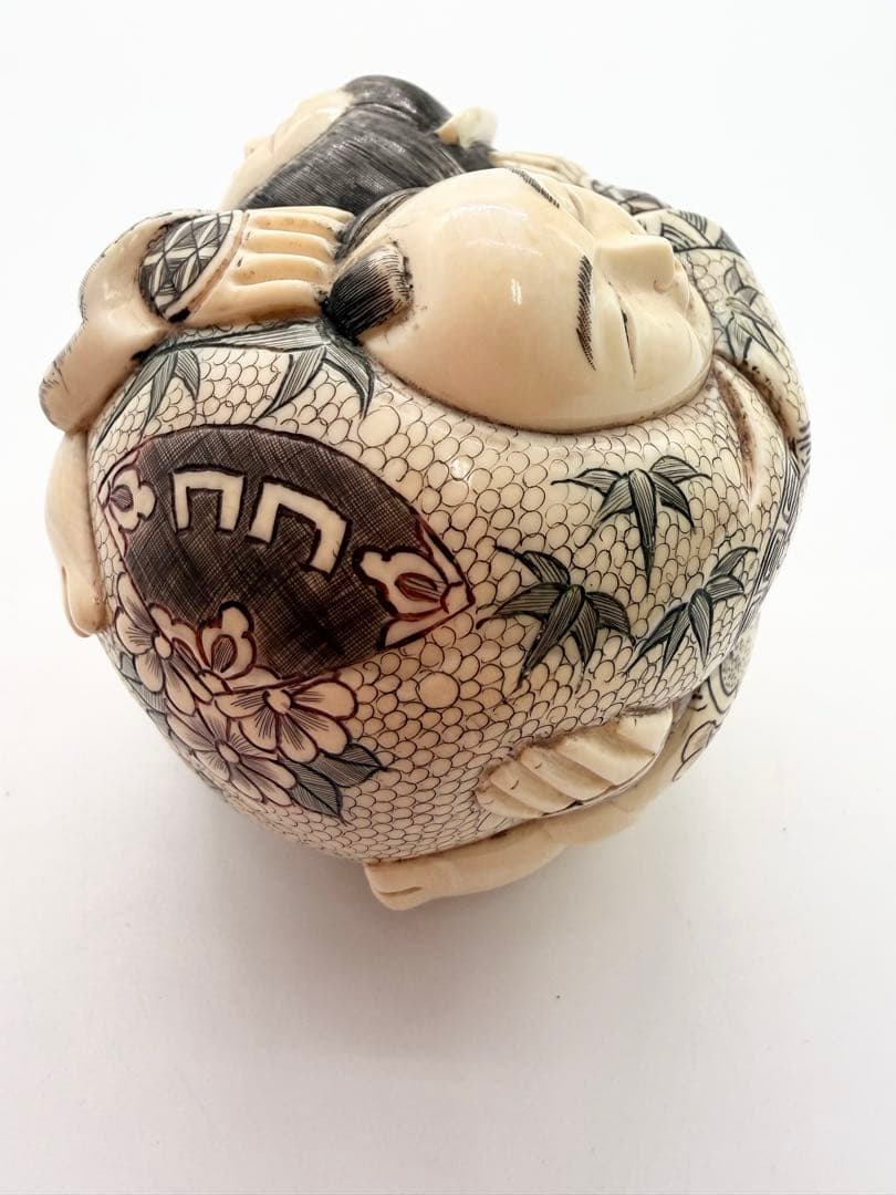 極上『浮世絵春画』 根付 置物 /重さ：300g 銘:正光 天然素材