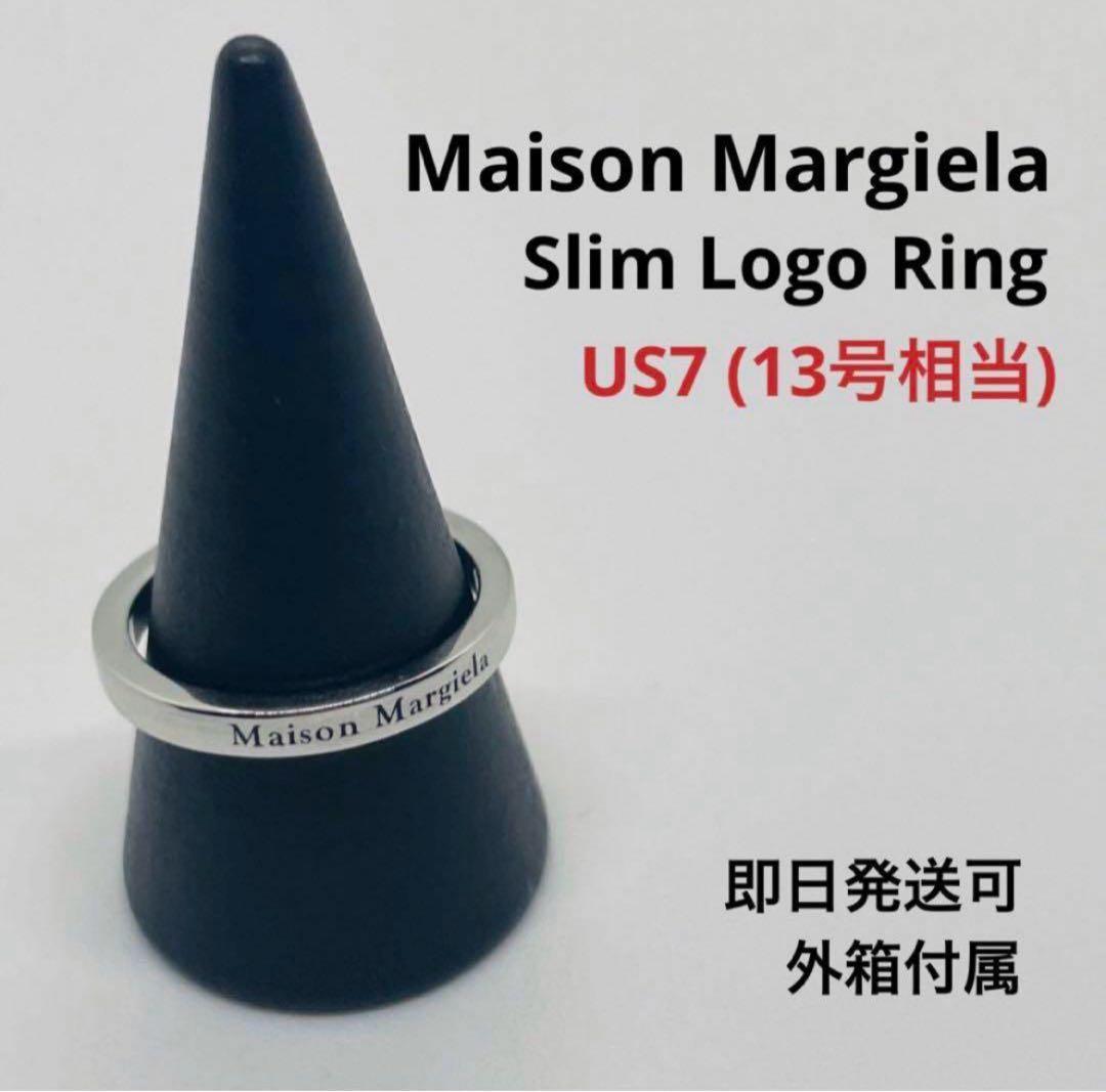 【新品外箱あり】メゾンマルジェラ スリム ロゴ リング シルバー 13号相当