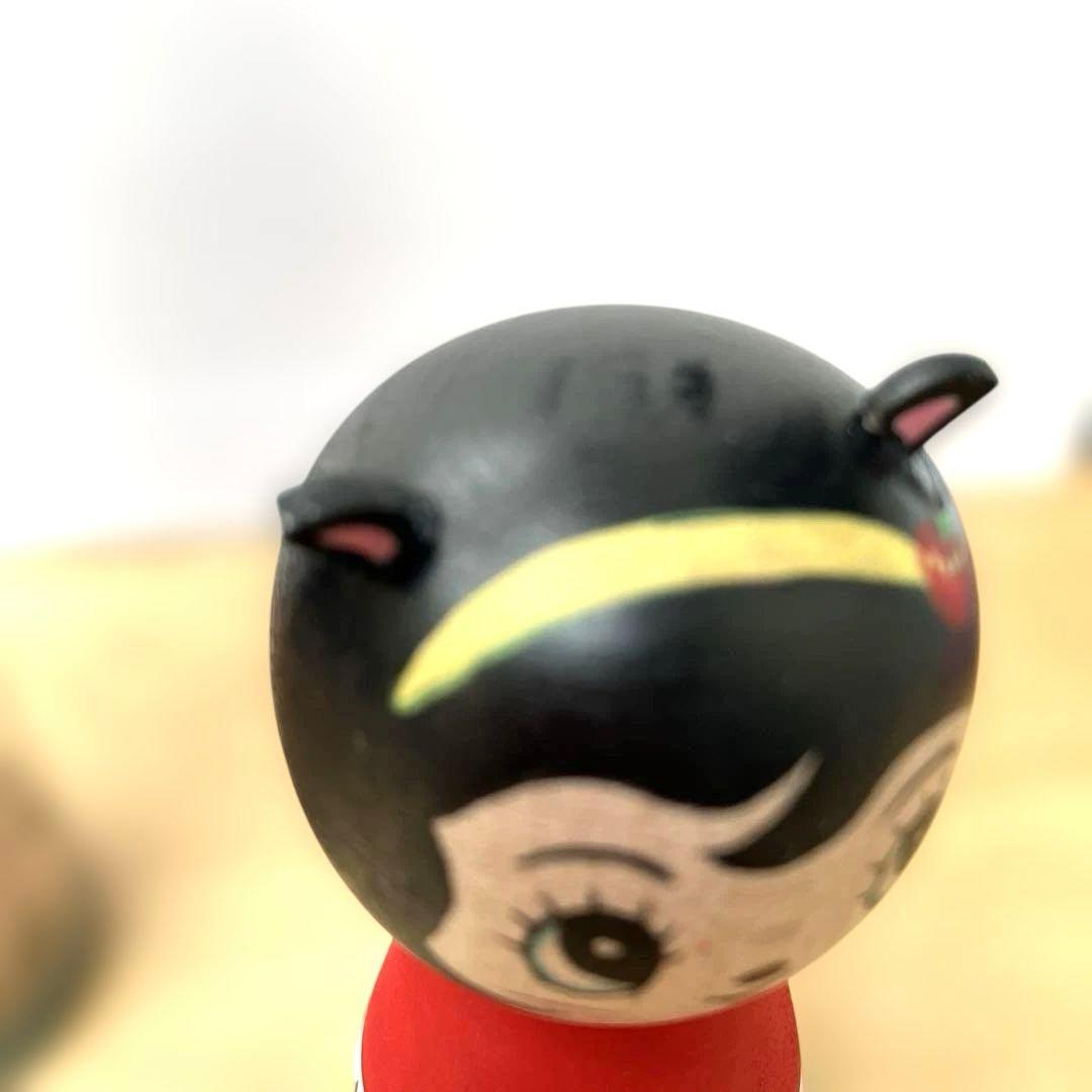 こけし　北山盛治　裕美　親子こけし　猫耳リンゴ　林檎こけし　3体セット　北山裕美