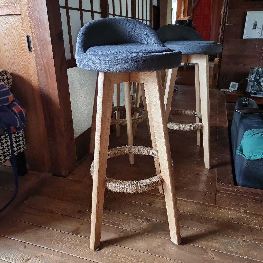 あ*い様 ４脚 カウンターチェア スツール木製 360度回転 足置き付き ハイチ