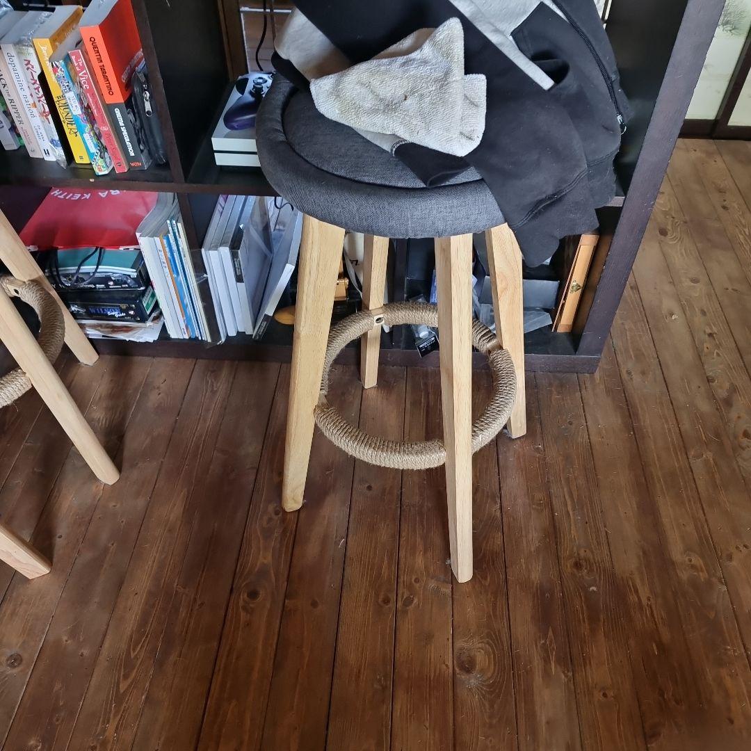 あ*い様 ４脚 カウンターチェア スツール木製 360度回転 足置き付き ハイチ
