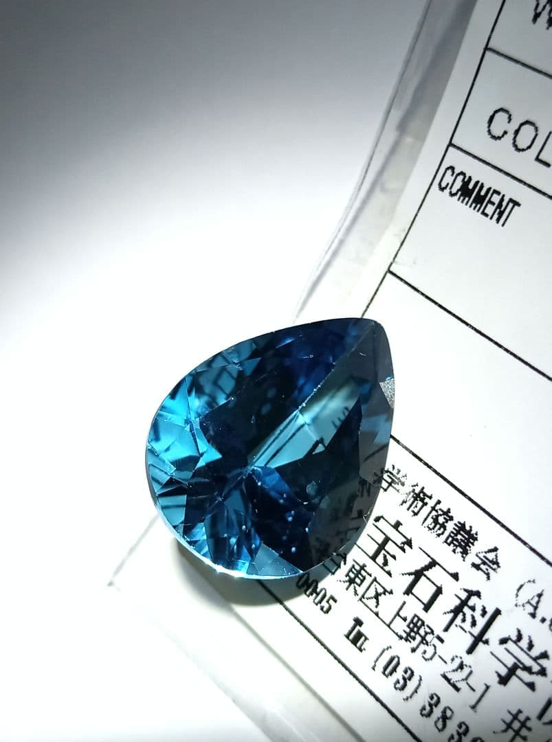 ソーイング  無垢 ロンドンブルートパーズ18,5 ct❄❄ペアシェイプカット