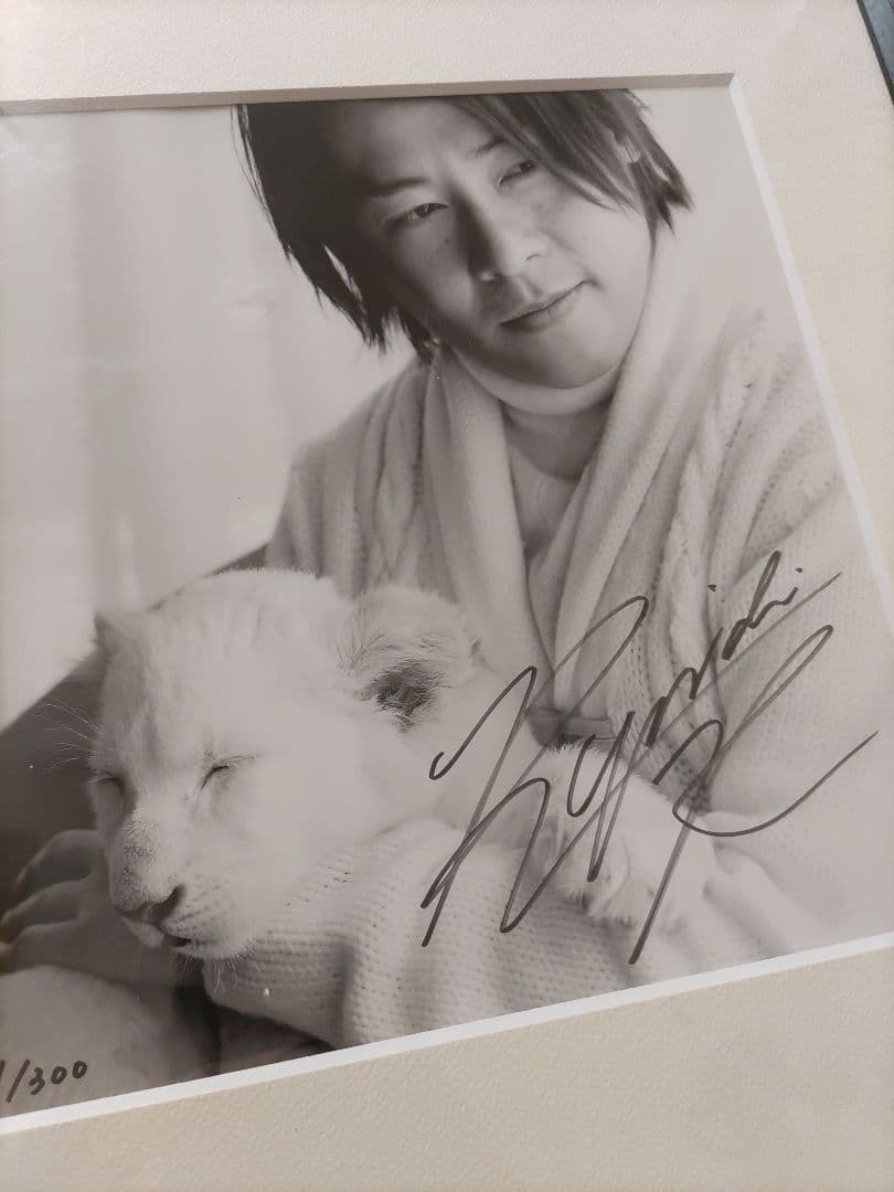 直筆サイン入りFC限定購入品!河村隆一ライオンの赤ちゃん額装LUNA SEA写真
