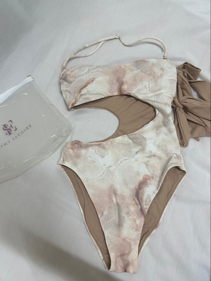 eimyistoire マーブルバイカラーサイドリボンワンピース　水着