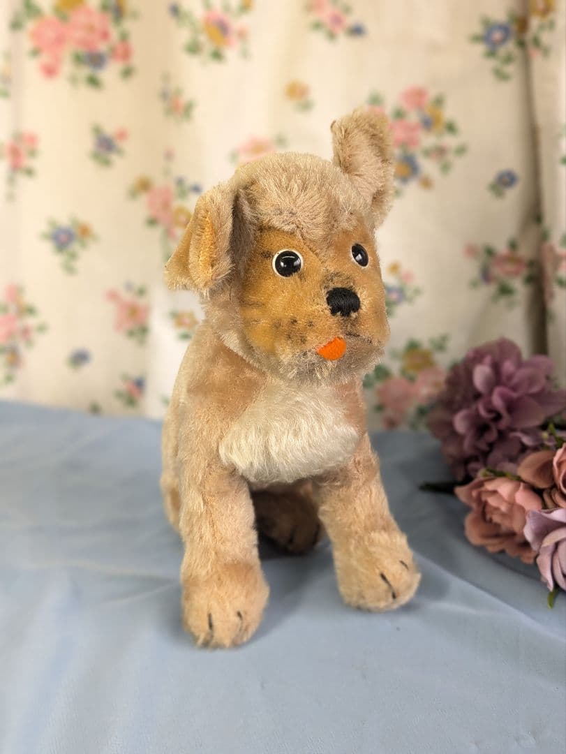 アンティーク シュタイフ社 ドイツ製　犬ぬいぐるみ パグ モプシー 大サイズ