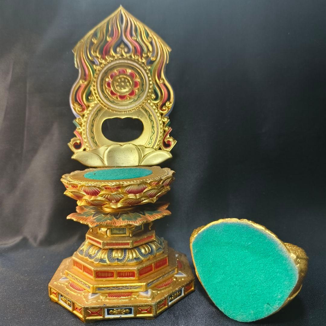 仏教美術 阿弥陀仏座像 銅製鍍金色彩仏像 時代物 旧家蔵出し コレクター放出美品