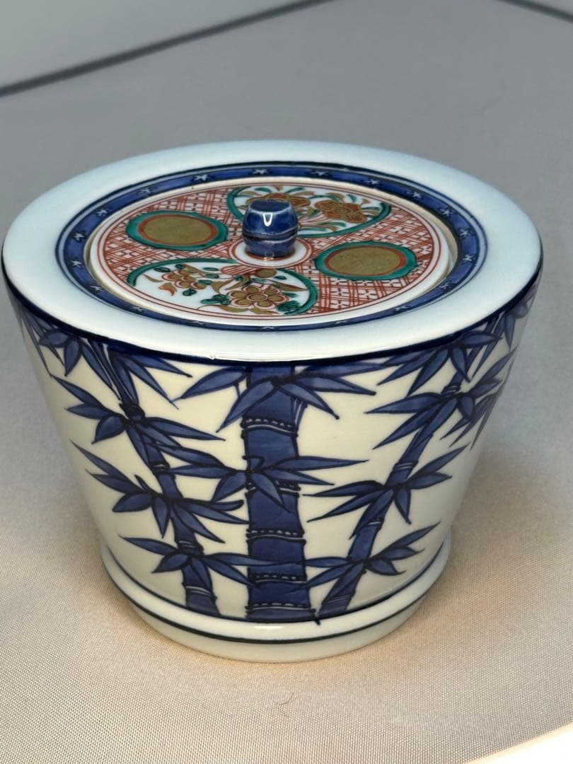 GACHAN茶道具　水指　真葛香斎　染付竹絵 即中斎　書付