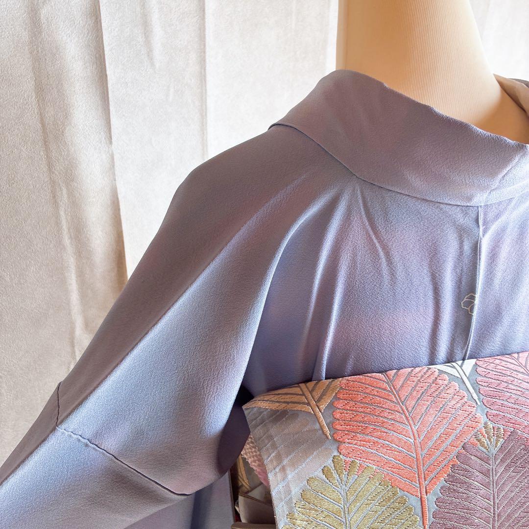 色無地　フルセット　着物　正絹　グラデーション　一つ紋　アクア　J7