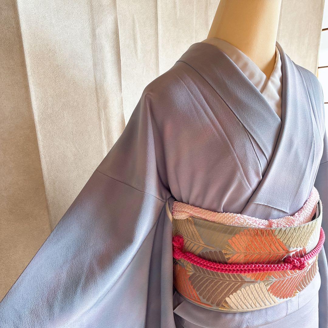 色無地　フルセット　着物　正絹　グラデーション　一つ紋　アクア　J7