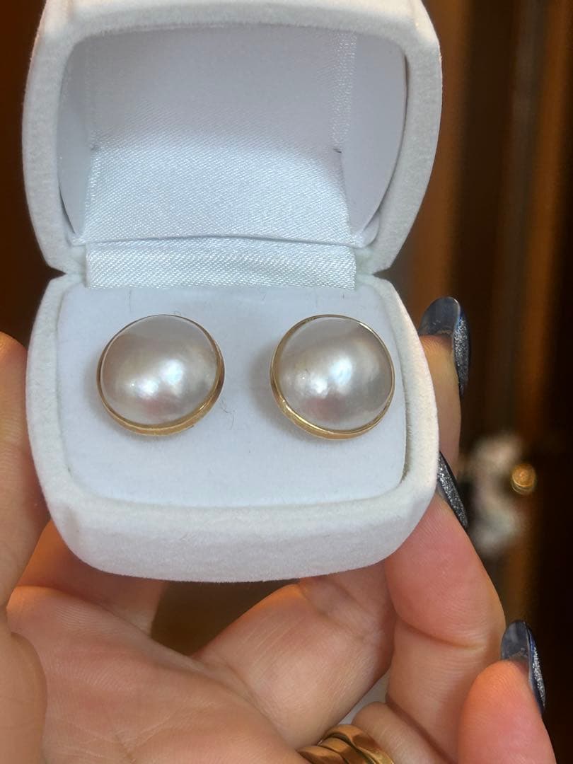 K18マベパール真珠 ドーム型ピアス