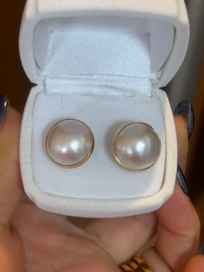 K18マベパール真珠 ドーム型ピアス