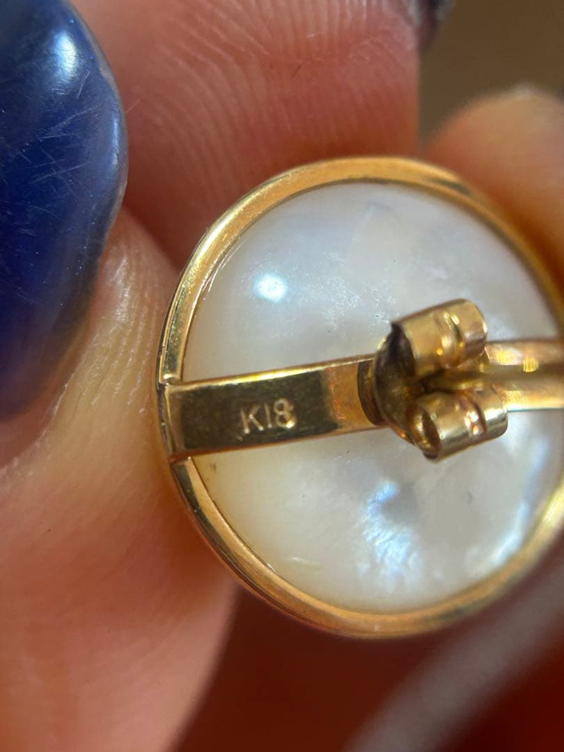 K18マベパール真珠 ドーム型ピアス