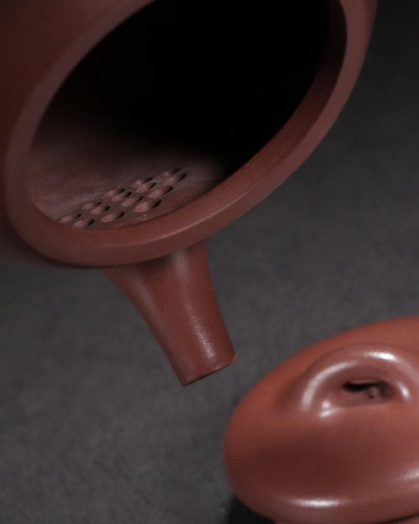 中国古美術・原鉱赤泥子冶石瓢紫砂壺・底款：景舟手製・紫砂壺・急須・茶道具・置物