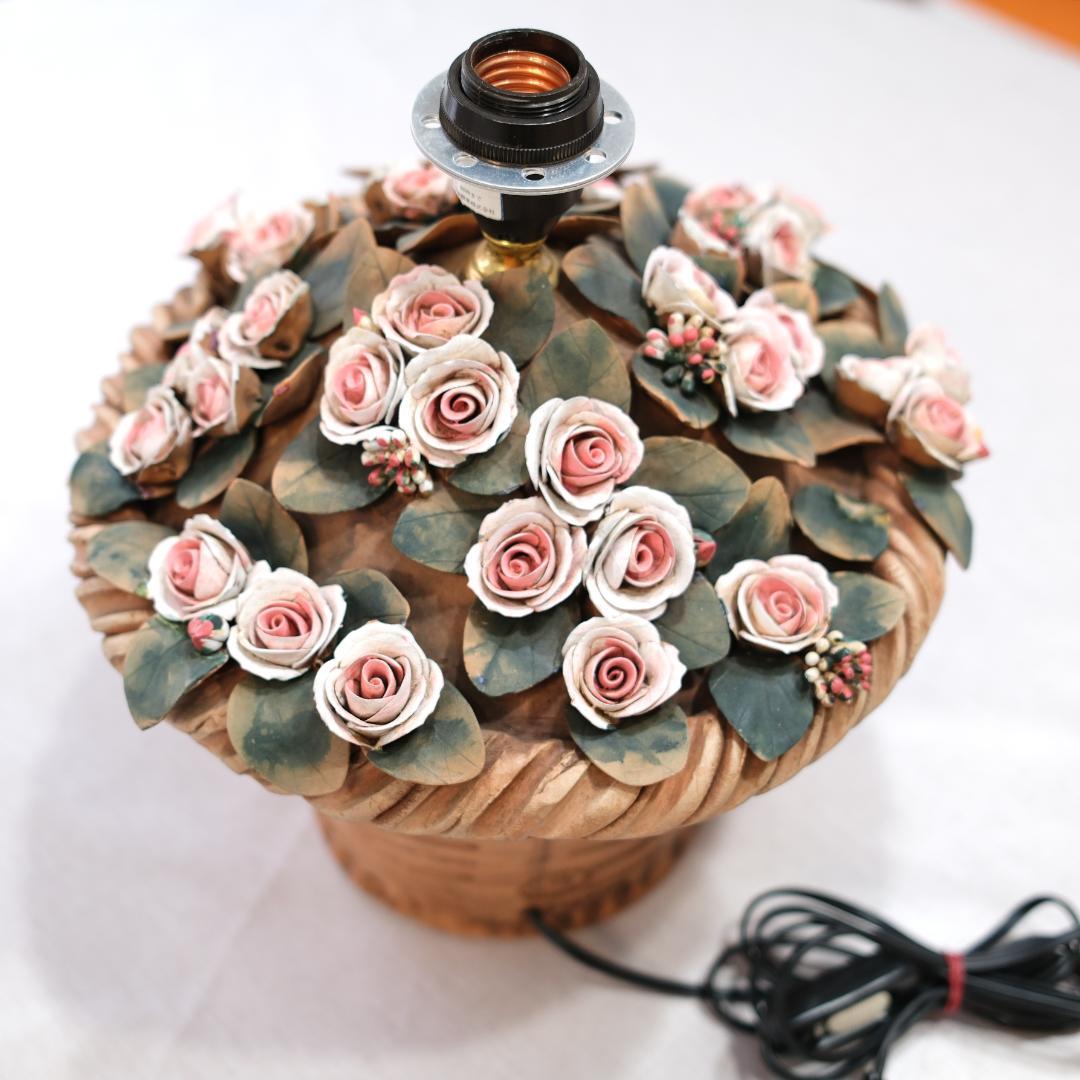 イタリア製 バラの鉢植デザインの照明ランプ