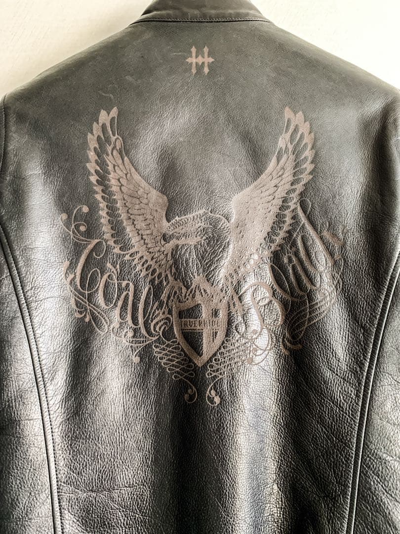 【定価30万円・EXILE着】　コールブラック 極上イーグルレザージャケット