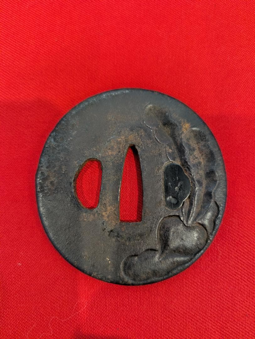 鍔 鉄地蕪図鐔 赤銅埋金 無銘 日本刀 刀装具 骨董 古美術 江戸時代 時代物