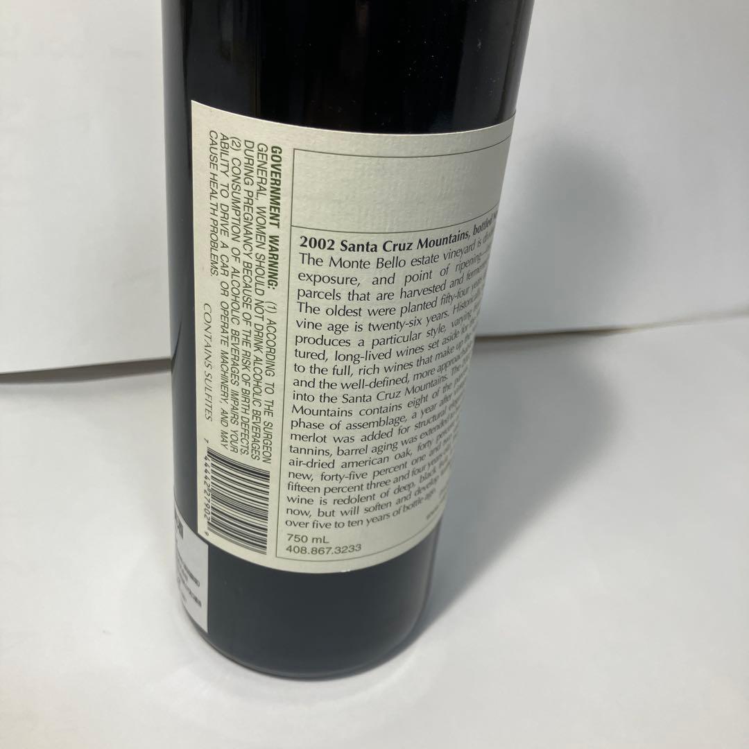 リッジ　カリフォルニア　サンタクルーズ　マウンテンズ2002 年　赤ワイン