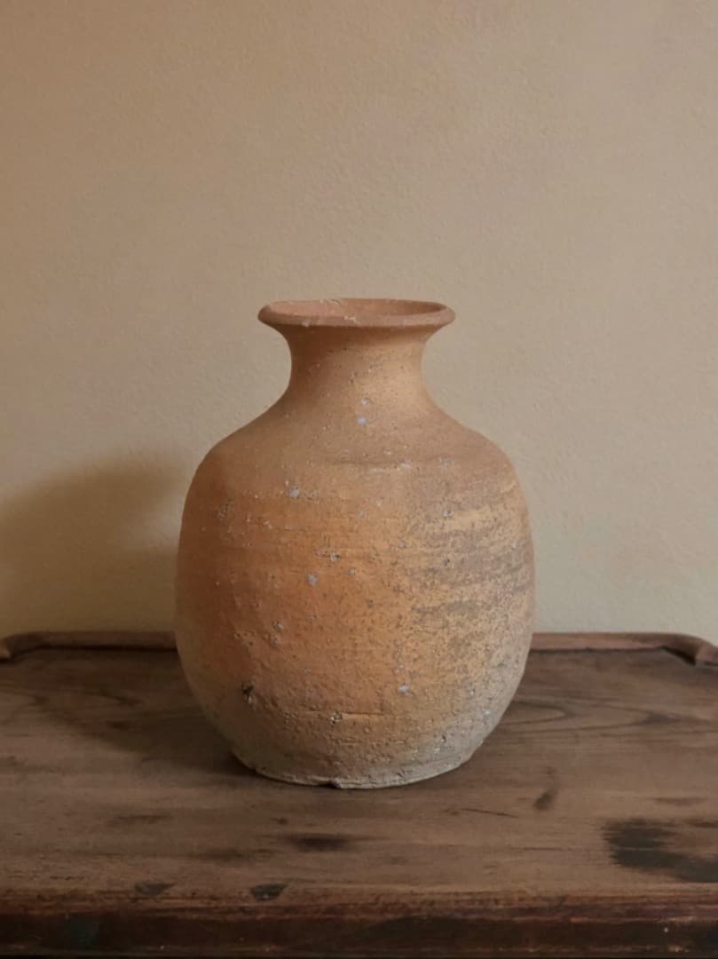 信楽焼　壺　土器　花器　華道具　民藝　箱付　Q2287