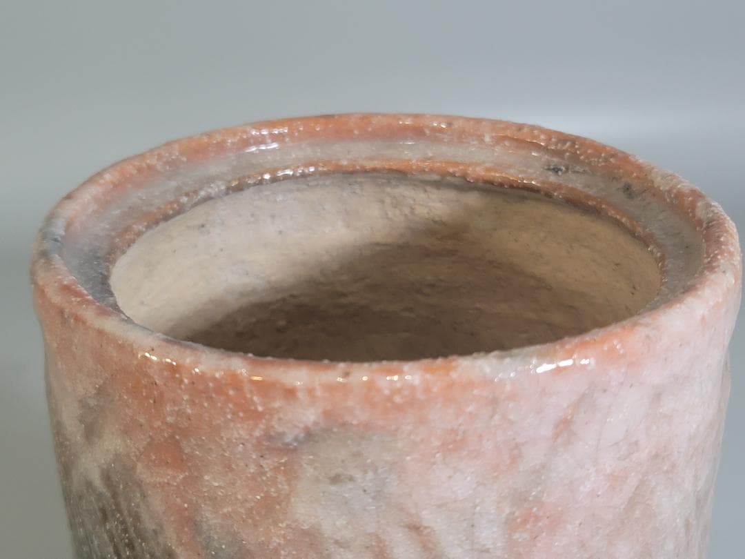 古美術 茶道 小川長楽造 赤楽 水指 在印 保証 DT156