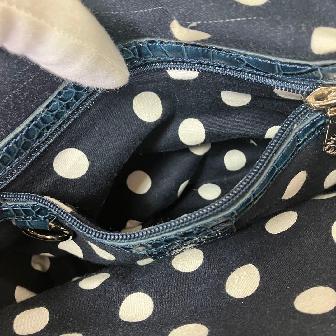 【美品】ムータ 2way ハンド ショルダーバッグ スパンコール 本革 ネイビー