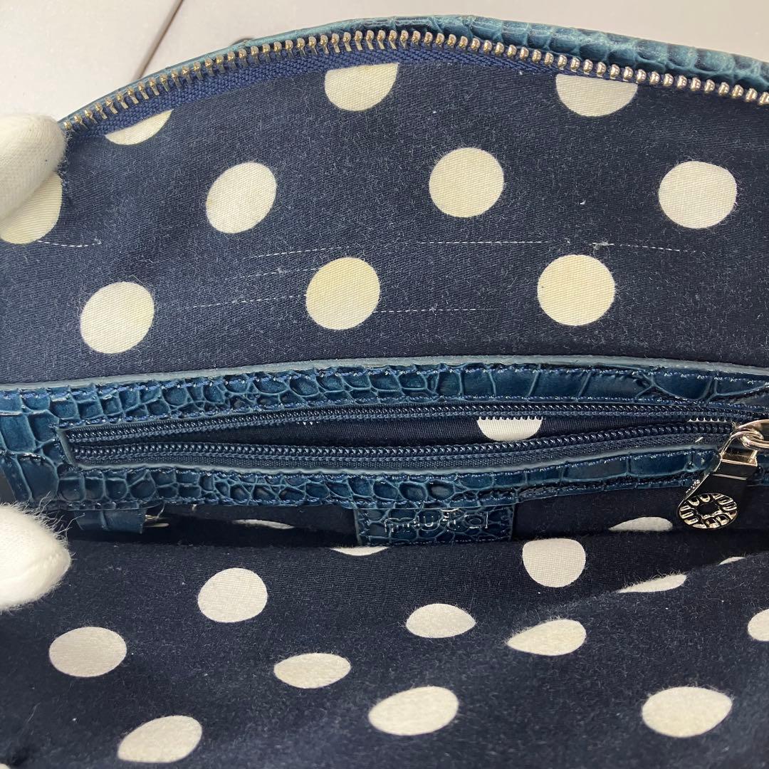 【美品】ムータ 2way ハンド ショルダーバッグ スパンコール 本革 ネイビー