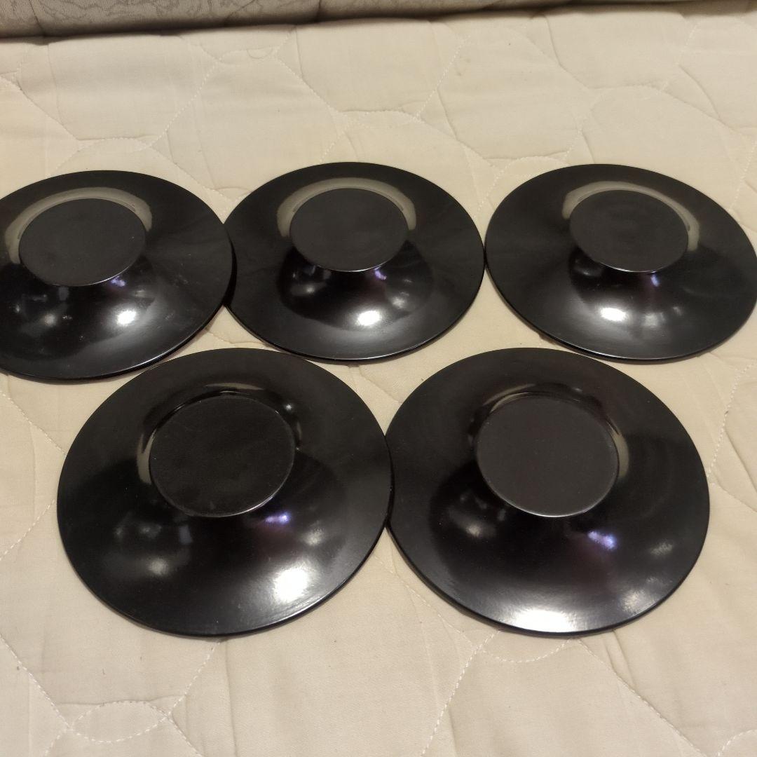 蔵出し　美品　漆器　津軽塗り　茶托　湯飲み受け皿　5枚セット